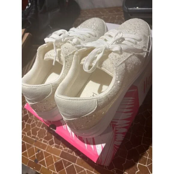 nwt hey girl by corkys white sparkling tennis shoe in box - Picture 1 of 10